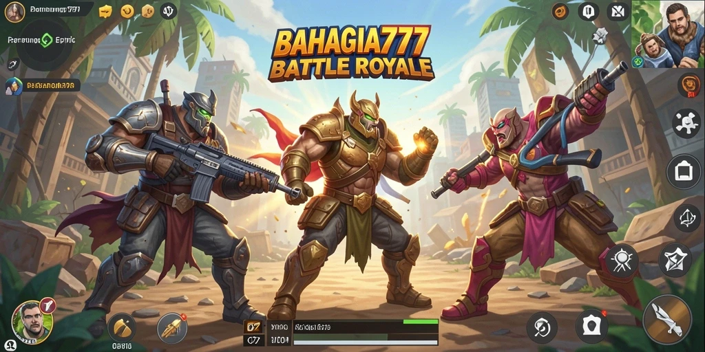 Tangkapan layar utama BAHAGIA777 menampilkan aksi Battle Royale yang mendebarkan.