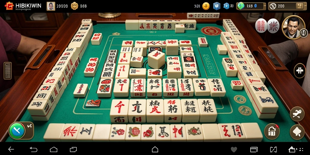 Tampilan gameplay menarik HIBIKIWIN dengan elemen Mahjong.