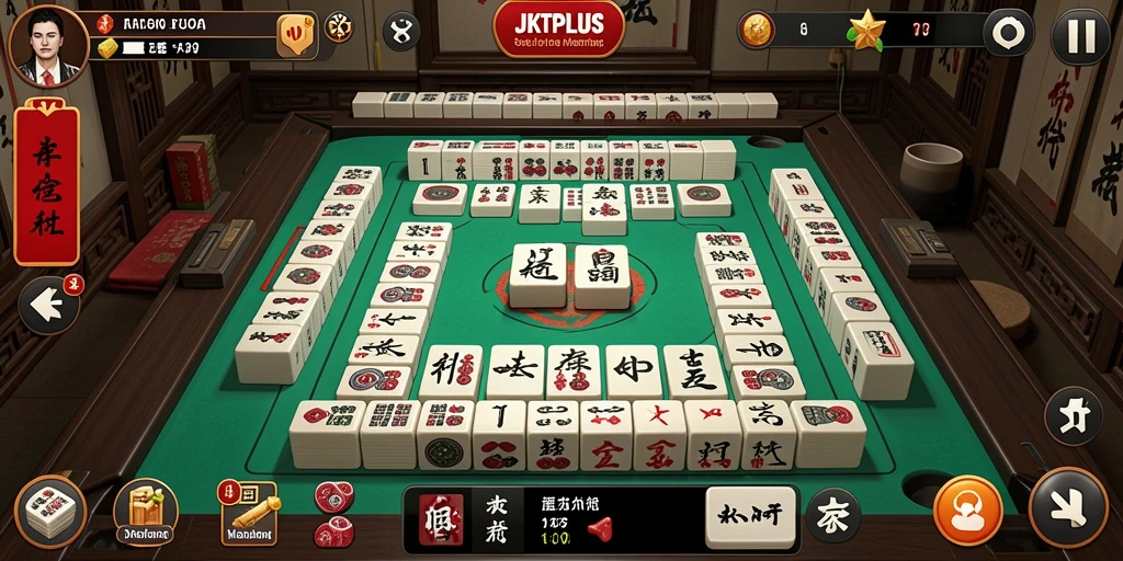 Tampilan gameplay seru dari JKTPLUS yang menampilkan Mahjong.