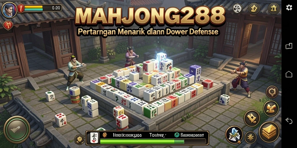 Tampilan gameplay menara strategis di MAHJONG288 dengan grafik yang memukau.