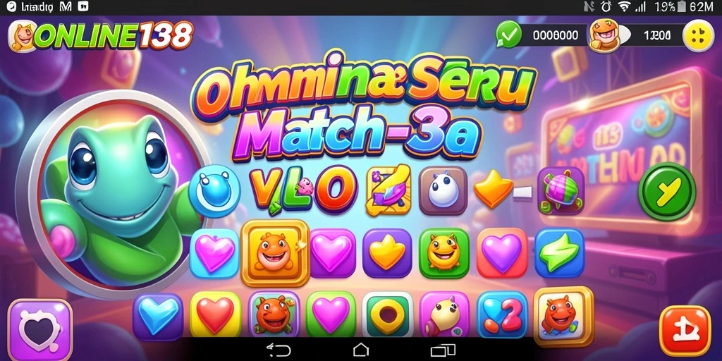 Screenshot utama menampilkan gameplay seru dari permainan Match-3.