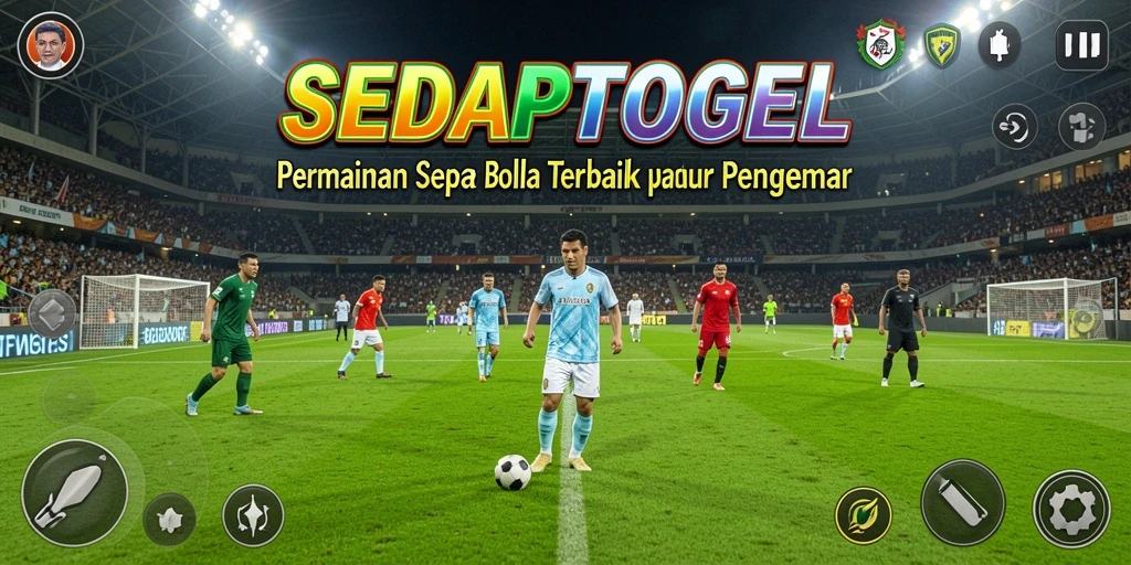 Screenshot gameplay SEDAPTOGEL menampilkan aksi seru sepak bola.